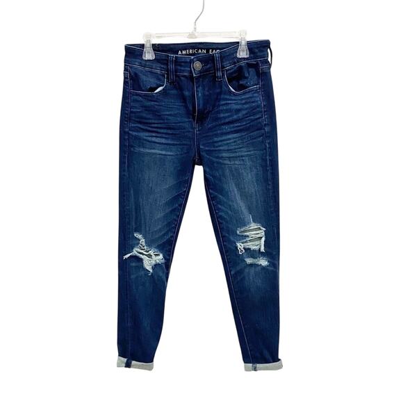 American Eagle High Rise Distressed Jegging Size 2 Short Ripped Skinny Jeans - Picture 1 of 10